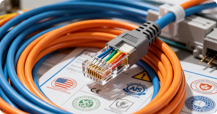 Certificações e conformidade para produtos de fio CAT5E